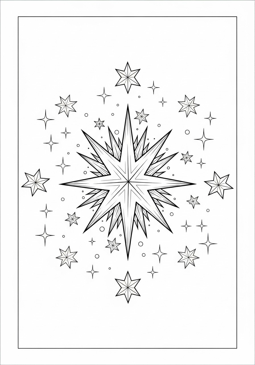 kerststerren fonkelen Kleurplaat kerststerren fonkelen