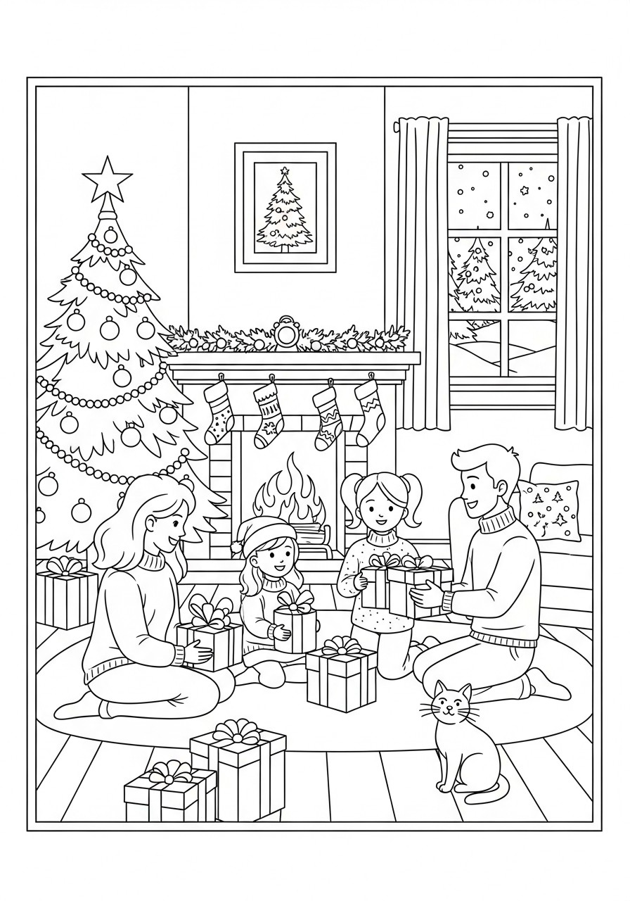 kersttafereel Kleurplaat kersttafereel