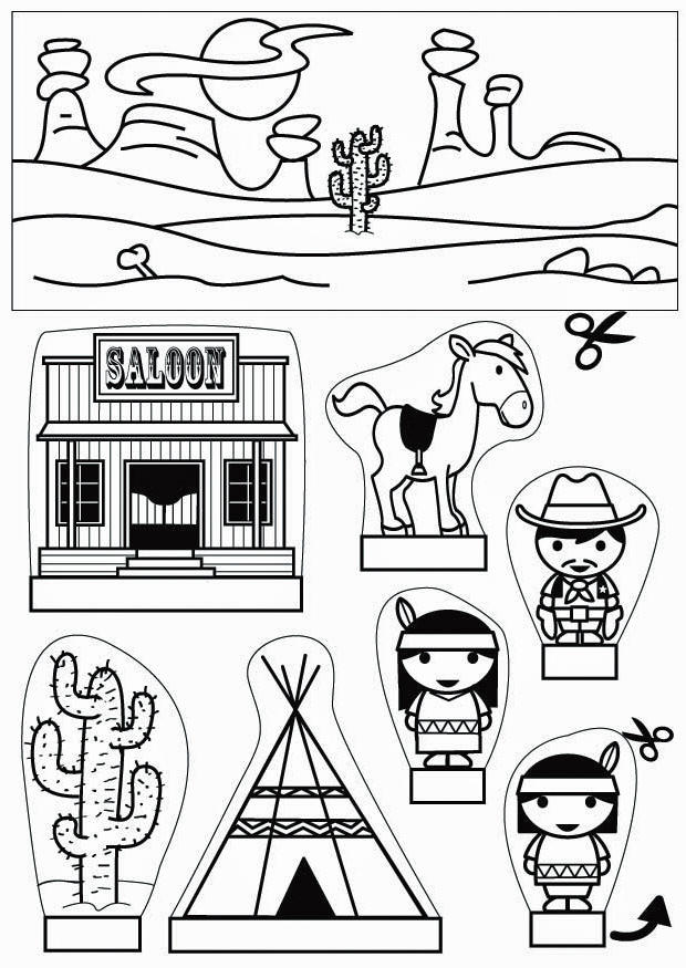 kijkdoos cowboys en indianen Knutselen kijkdoos cowboys en indianen