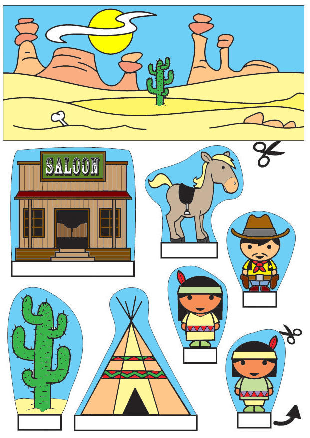 kijkdoos cowboys en indianen Knutselen kijkdoos cowboys en indianen