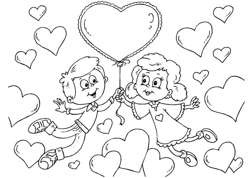 kinderen-valentijn Kleurplaat kinderen-valentijn