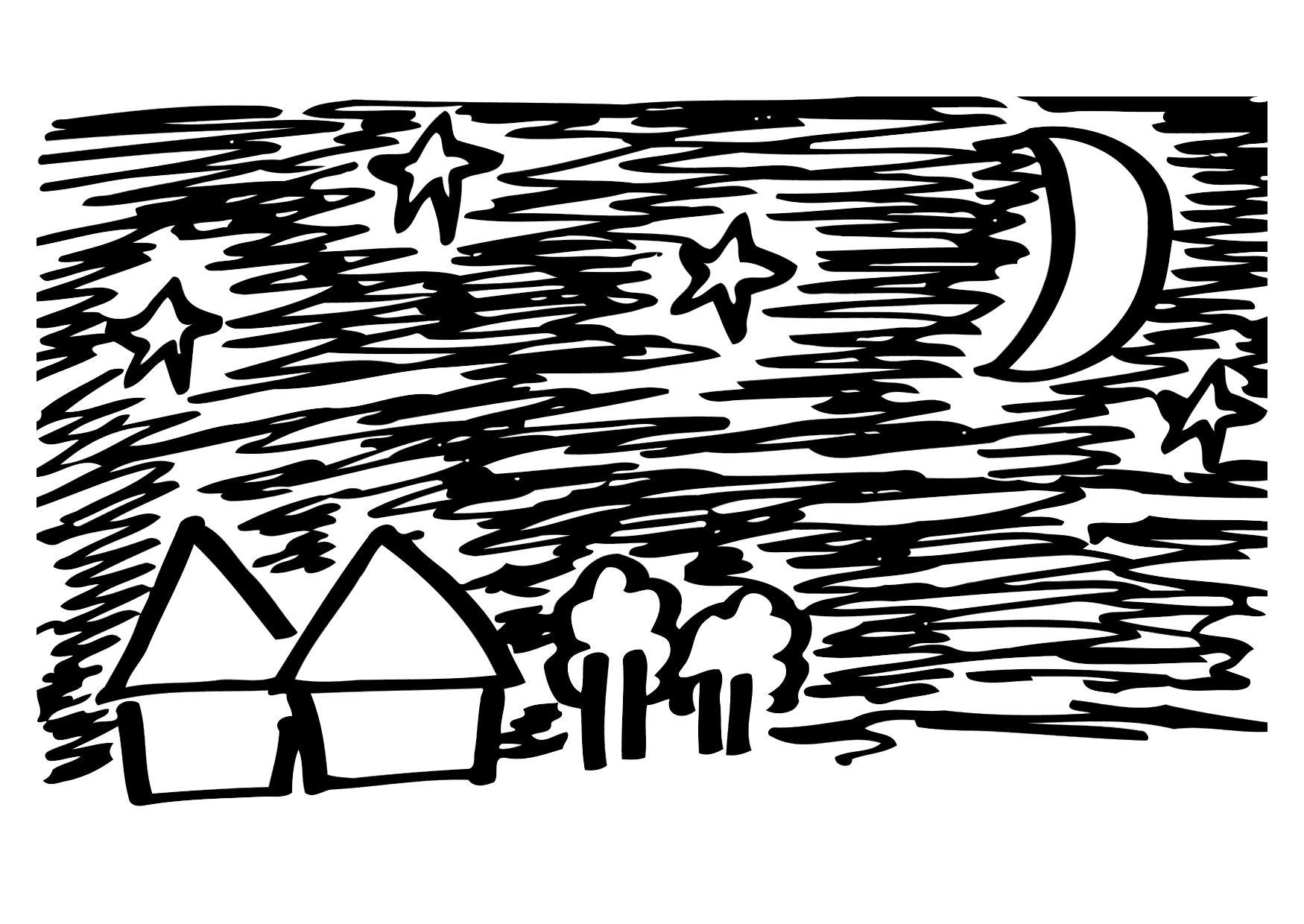 Kleurplaat 01a. nacht