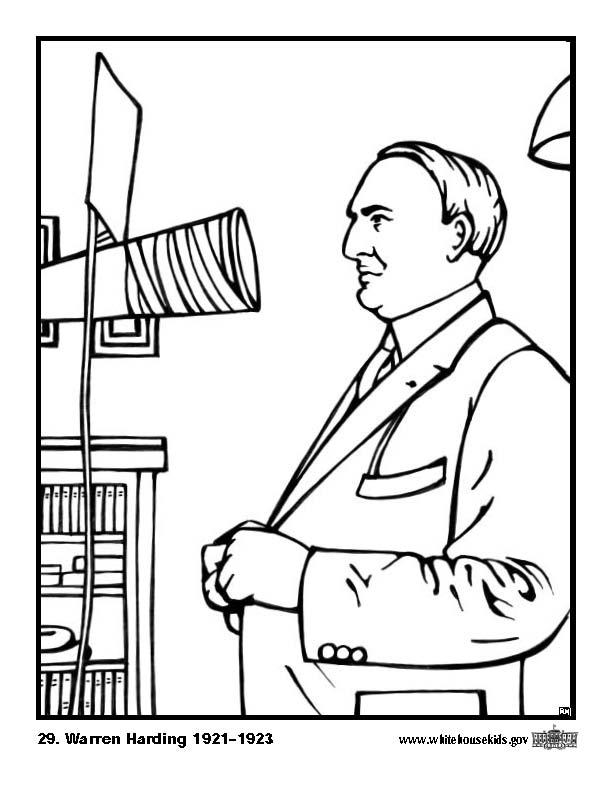 Kleurplaat 29 warren harding