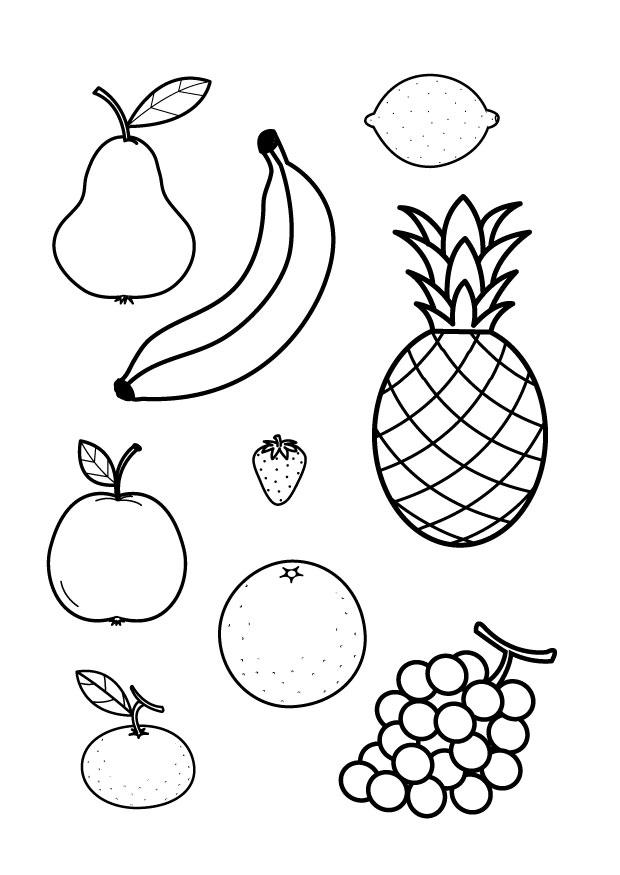 Kleurplaat alle fruit samen