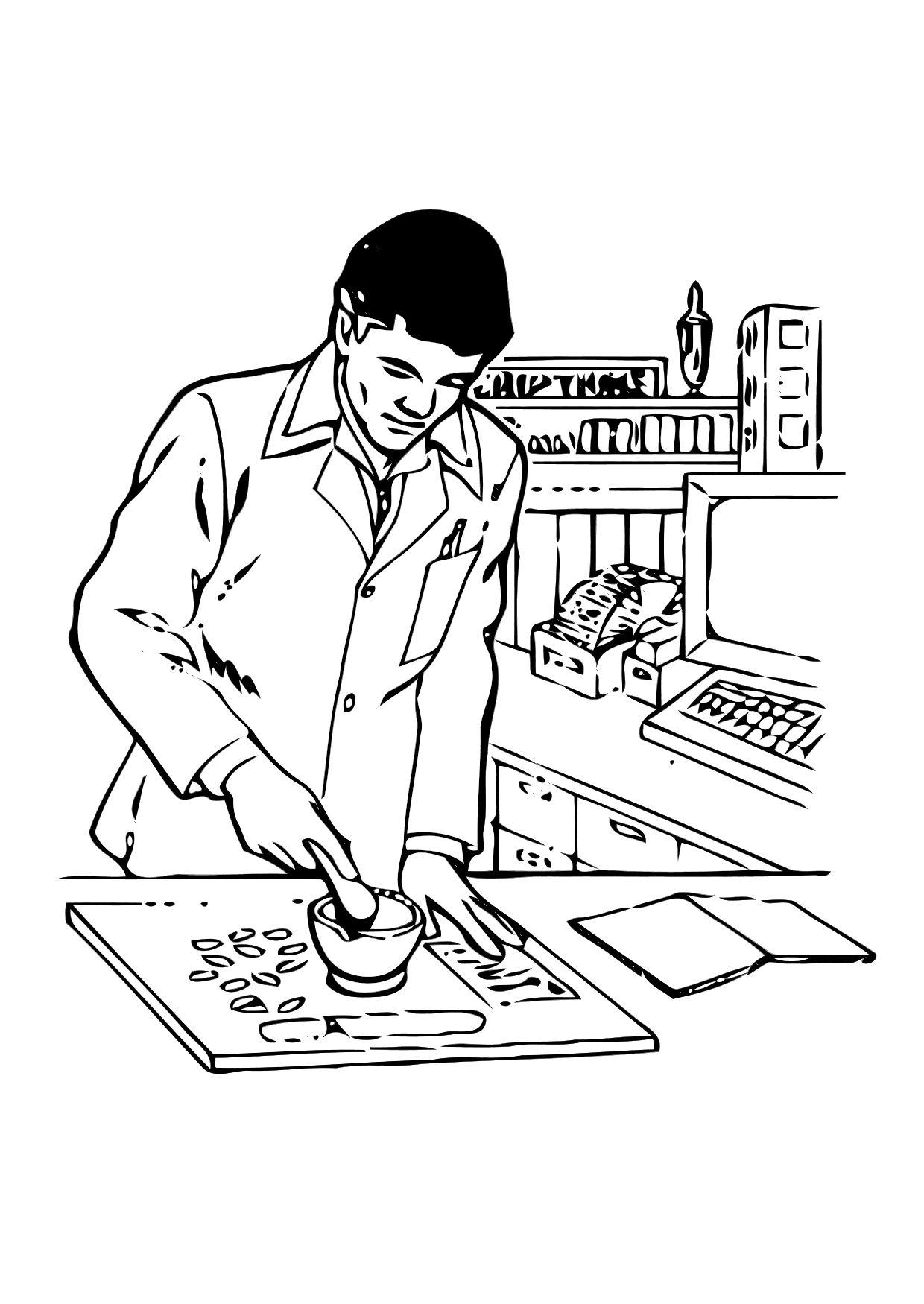 Kleurplaat apotheker