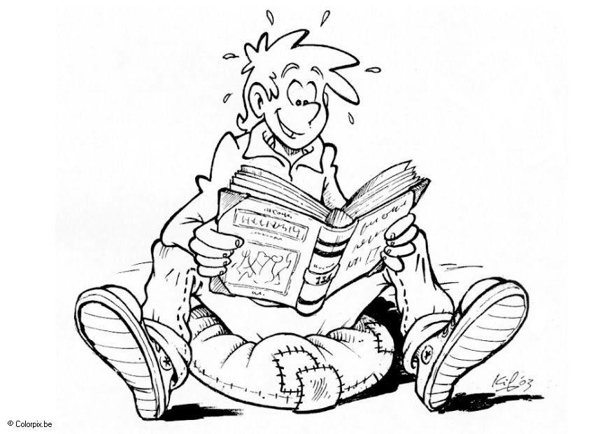 Kleurplaat boek lezen