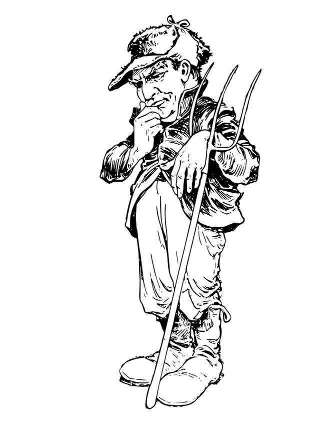 Kleurplaat boer