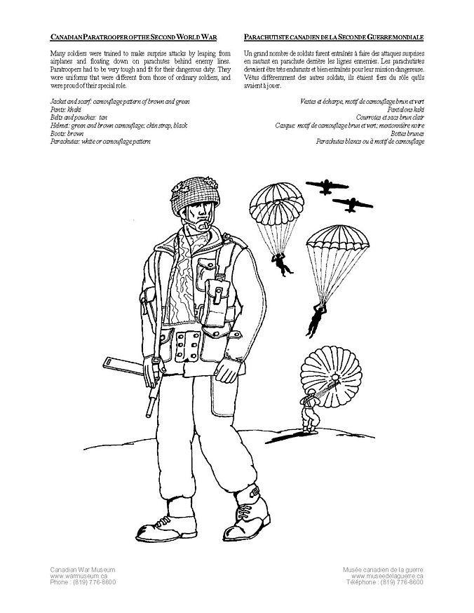 Kleurplaat canadese paratrooper tweede wereldoorlog