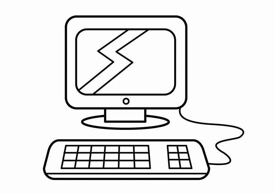 Kleurplaat computerhoek, opzoekhoek