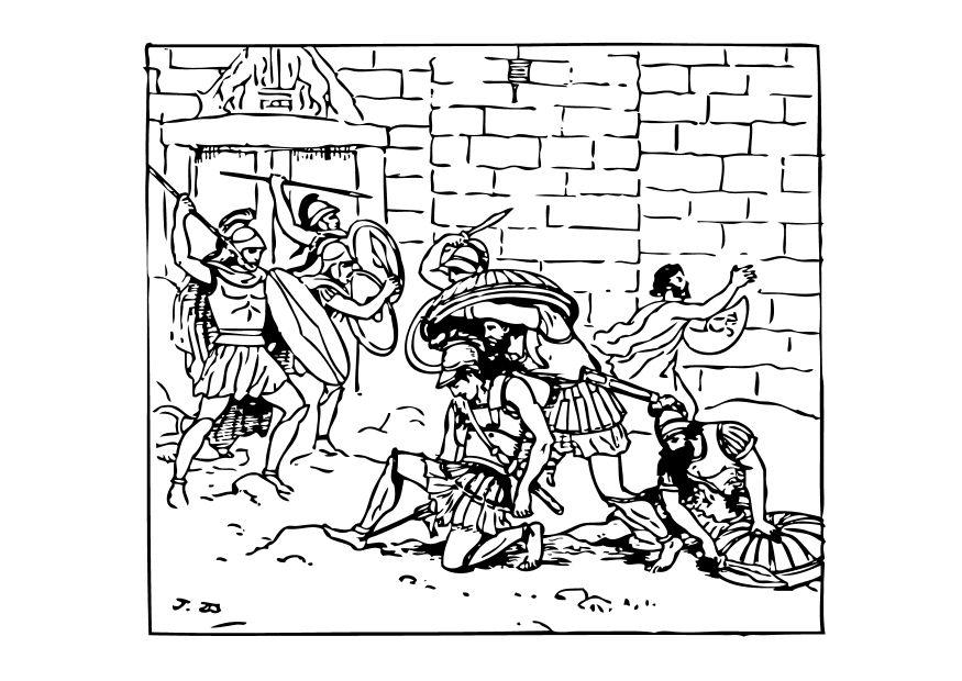 Kleurplaat de dood van achilles