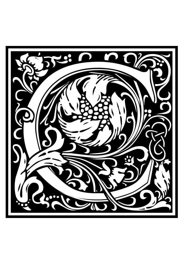 Kleurplaat decoratief alfabet - c