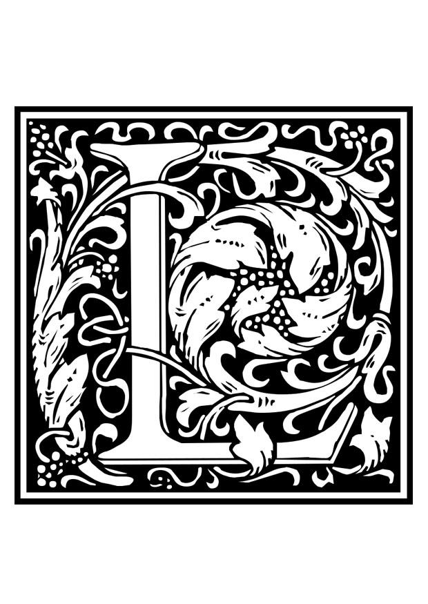 Kleurplaat decoratief alfabet - l