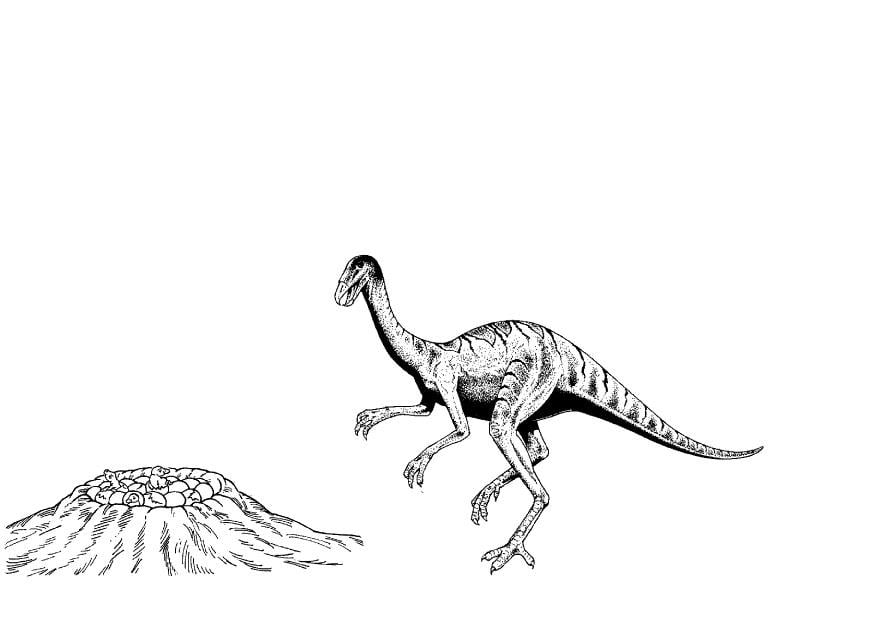 Kleurplaat dino bij nest