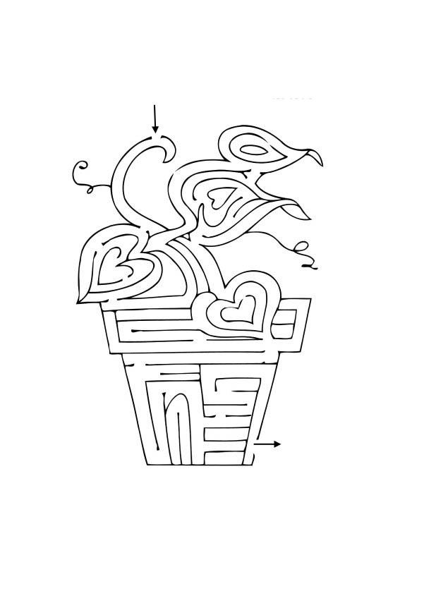 Kleurplaat doolhof - plant