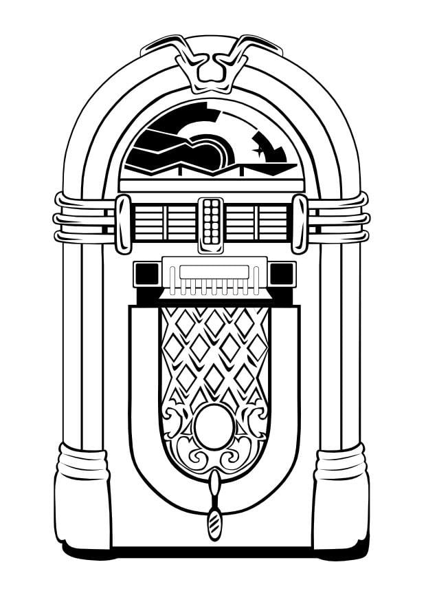 Kleurplaat fifties jukebox
