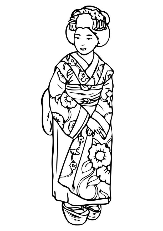 Kleurplaat geisha