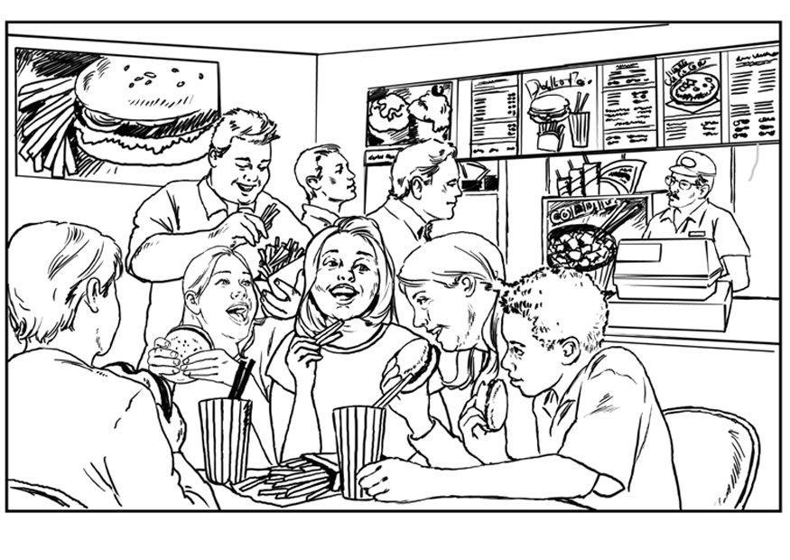 Kleurplaat gezond leven - junkfood