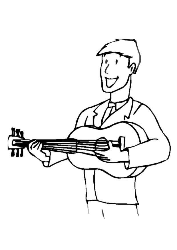 Kleurplaat gitaar speler