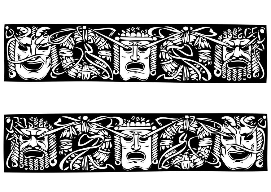 Kleurplaat griekse maskers