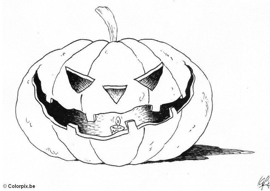 Kleurplaat halloween - pompoen