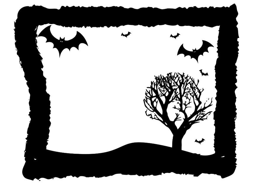 Kleurplaat halloween kader
