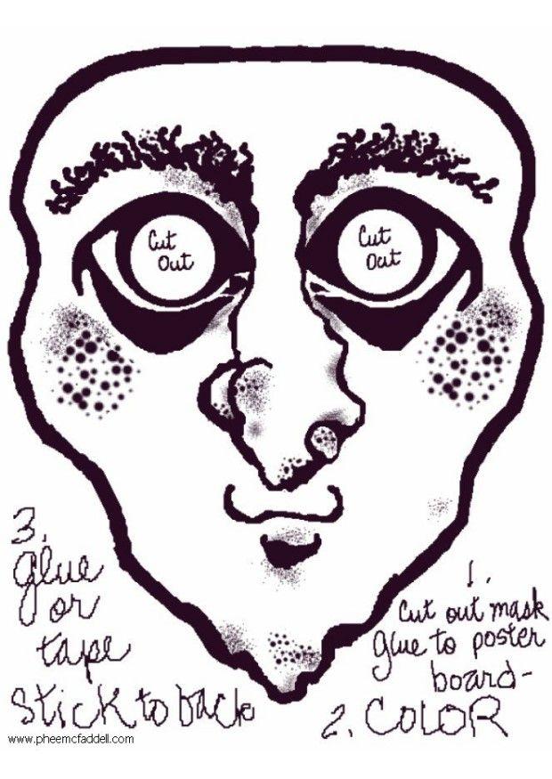 Kleurplaat halloweenmasker