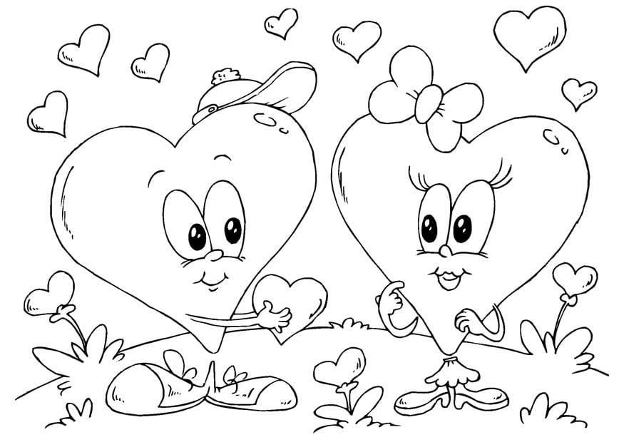 Kleurplaat hartjes valentijn