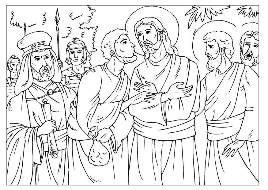 Kleurplaat het verraad van judas