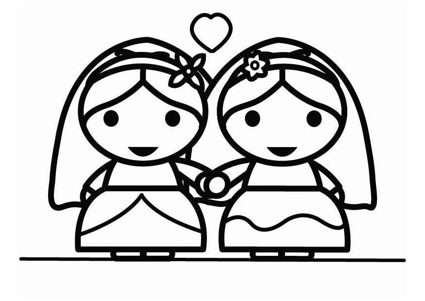Kleurplaat homohuwelijk vrouwen - holebi