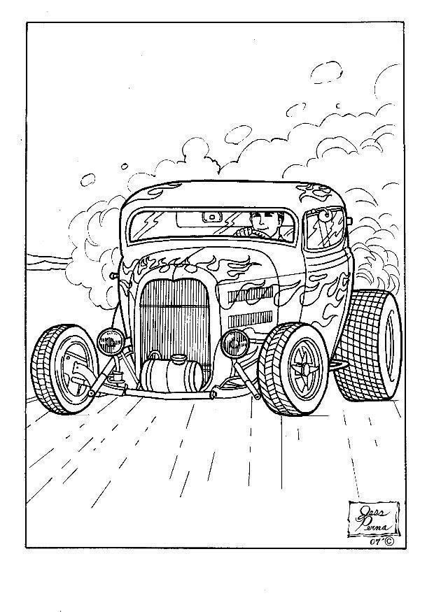 Kleurplaat hotrod