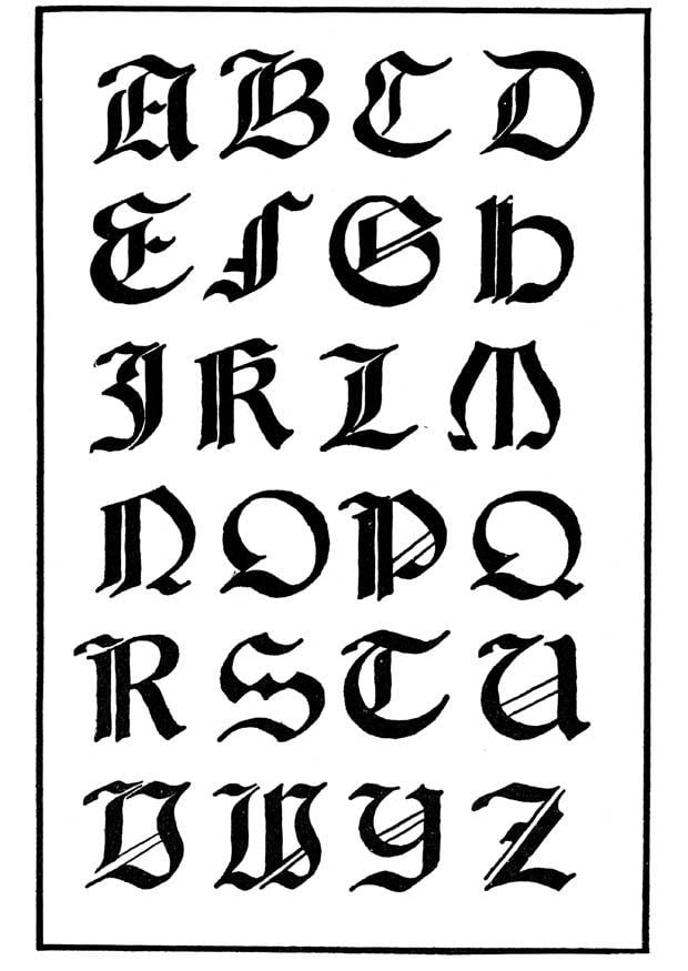 Kleurplaat italiaans gotisch lettertype