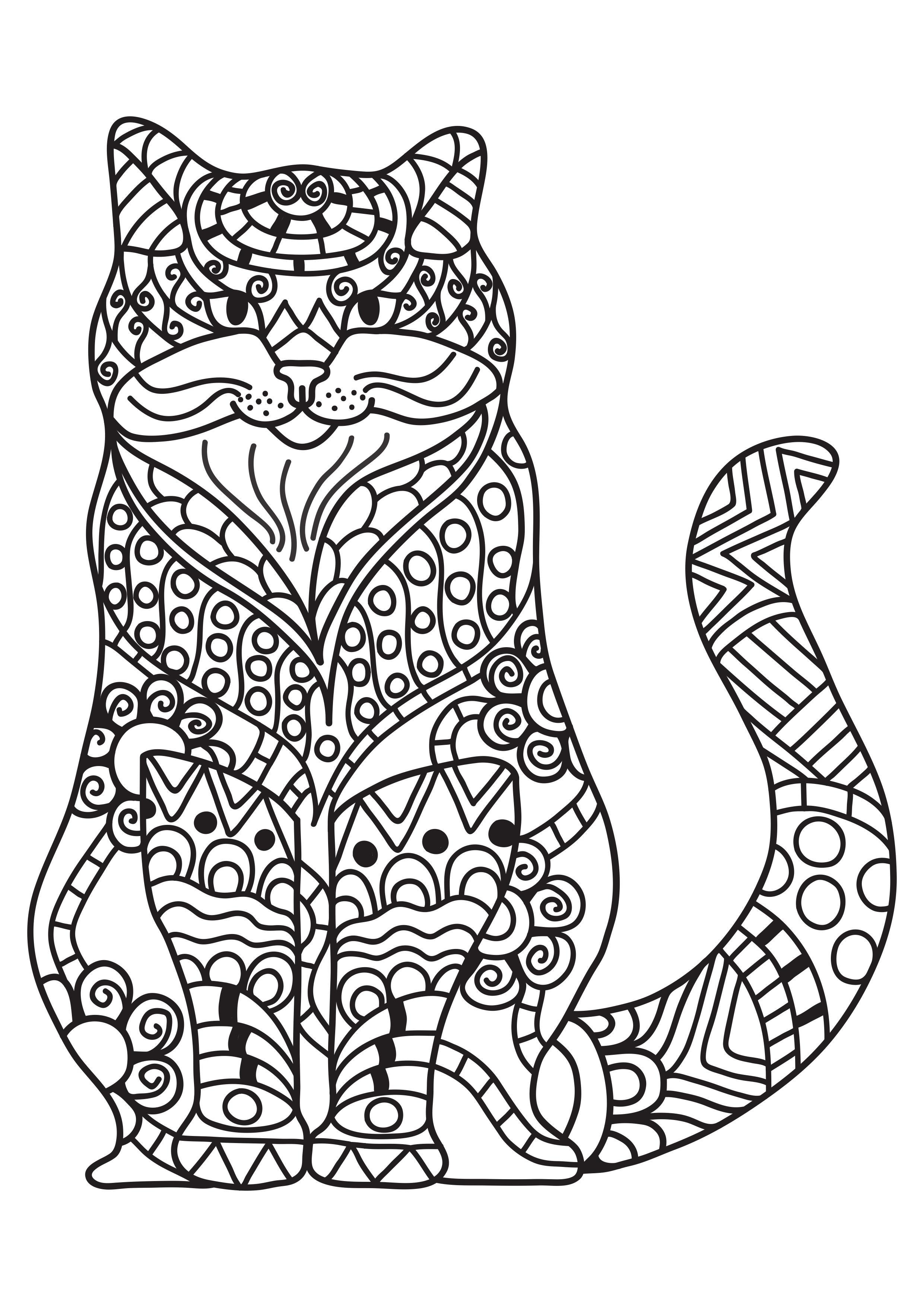 Kleurplaat kat lacht
