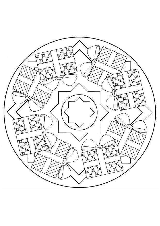 Kleurplaat kerst-mandala