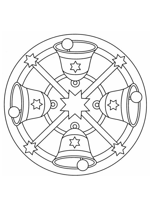 Kleurplaat kerst-mandala
