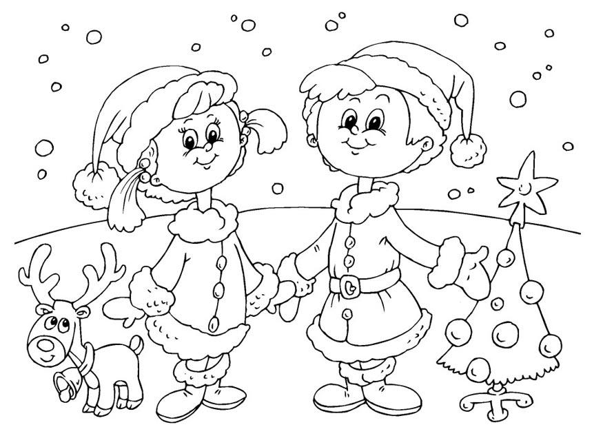 Kleurplaat kerst vieren