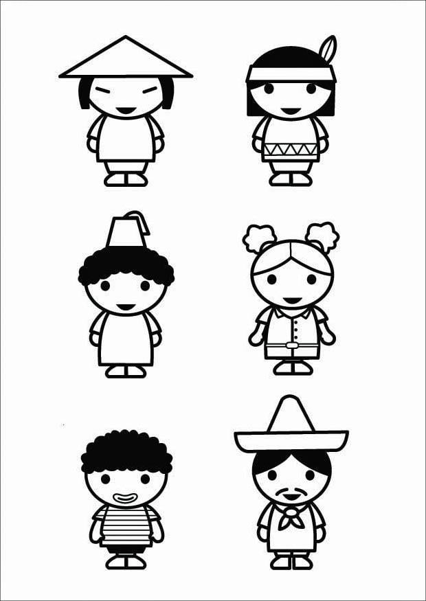 Kleurplaat kinderen - culturen