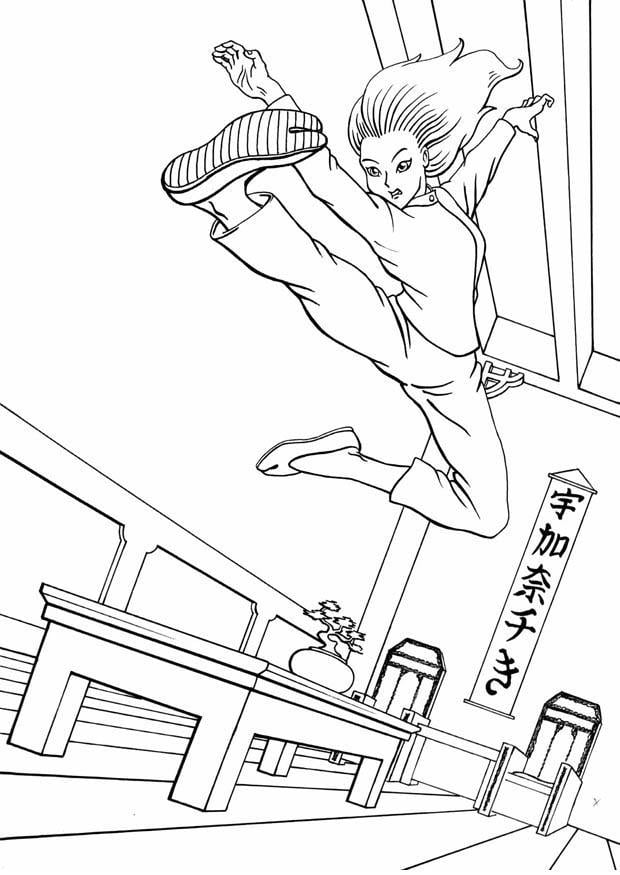 Kleurplaat kung fu