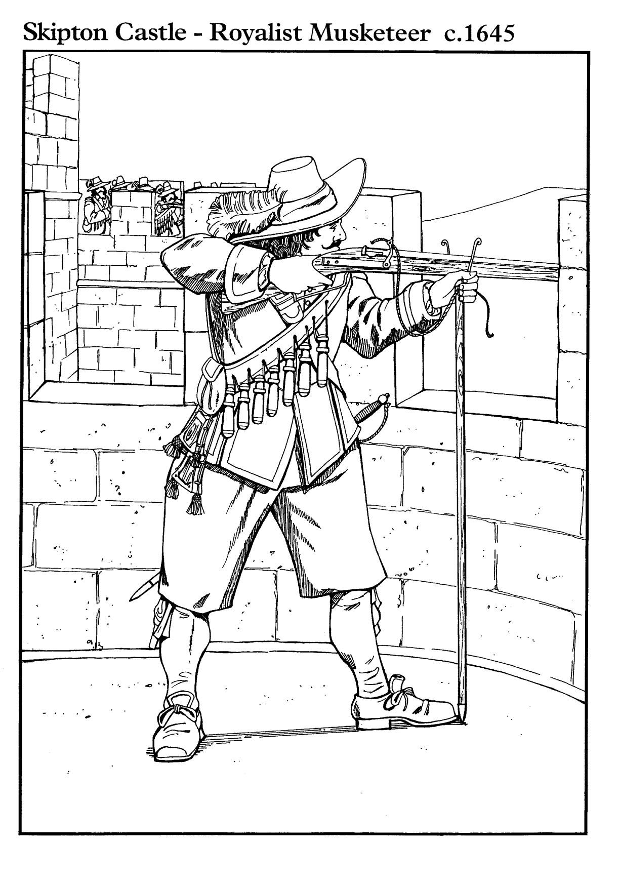 Kleurplaat musketier 1645