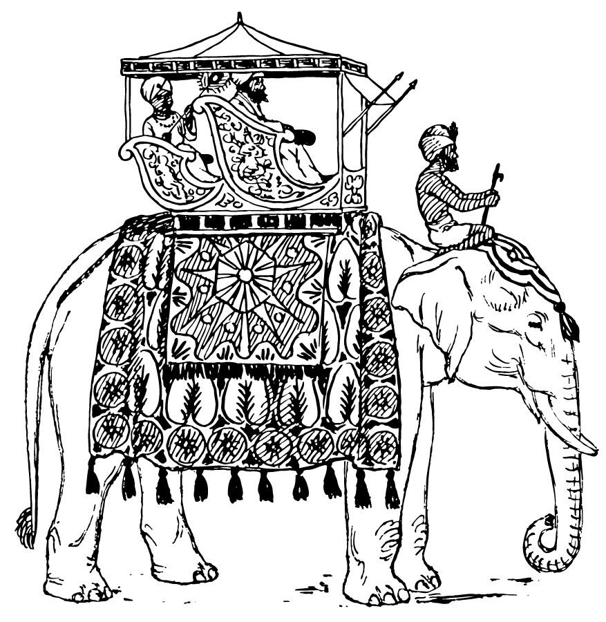 Kleurplaat olifant in india