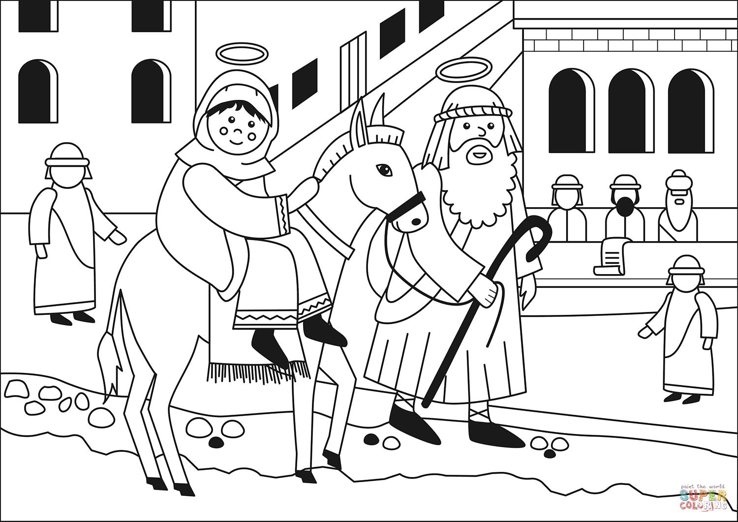 Kleurplaat op stap naar bethlehem