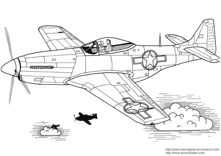 Kleurplaat p-51 mustang