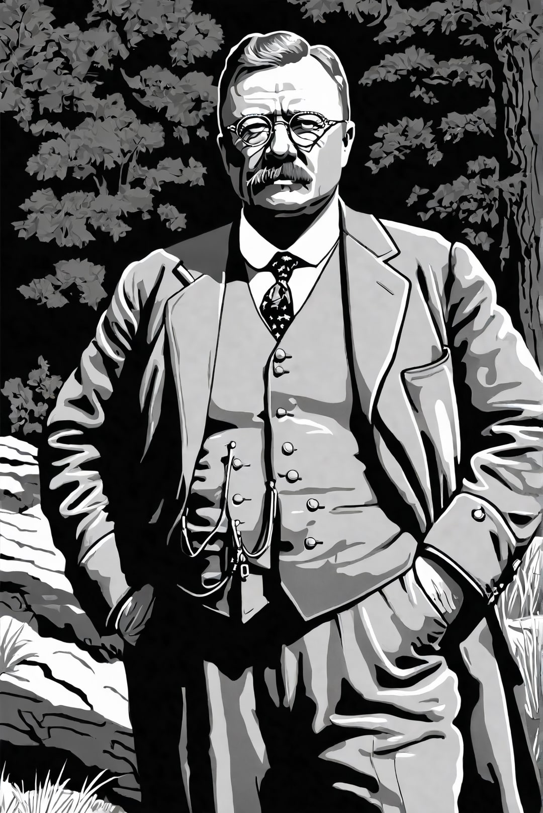 Kleurplaat president theodore roosevelt in de natuur
