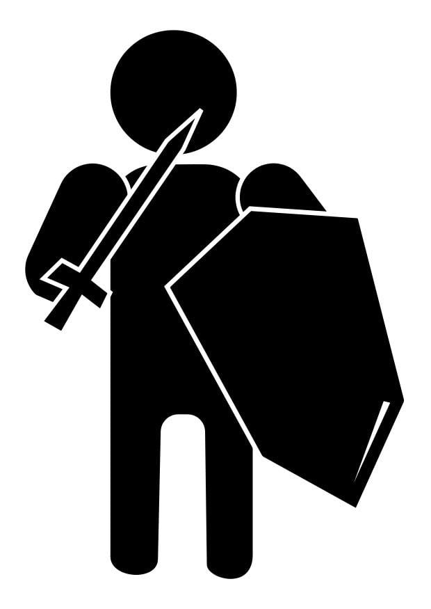 Kleurplaat ridder pictogram