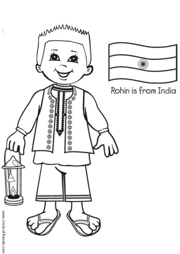Kleurplaat rohin met indische vlag