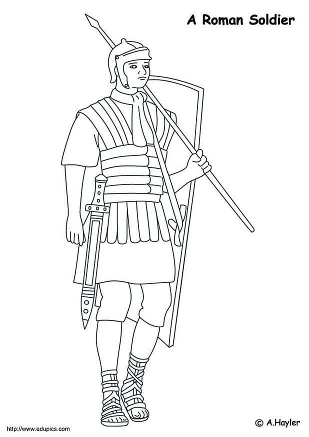 Kleurplaat romeinse soldaat
