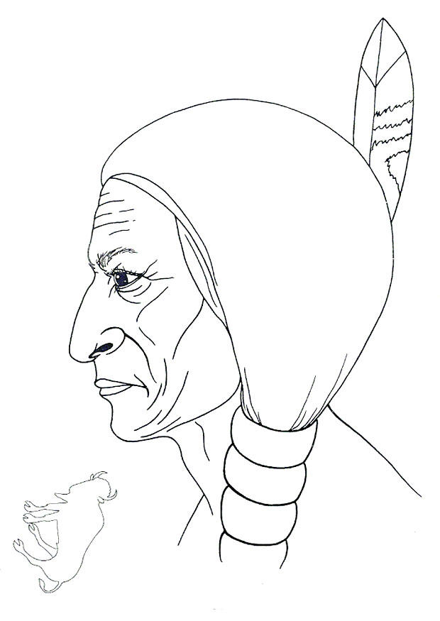 Kleurplaat sitting bull
