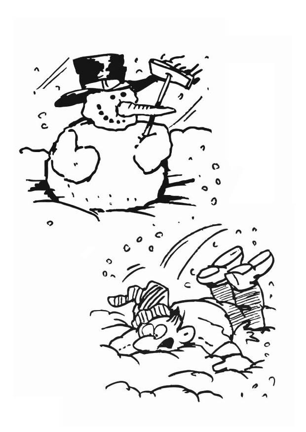 Kleurplaat sneeuwman