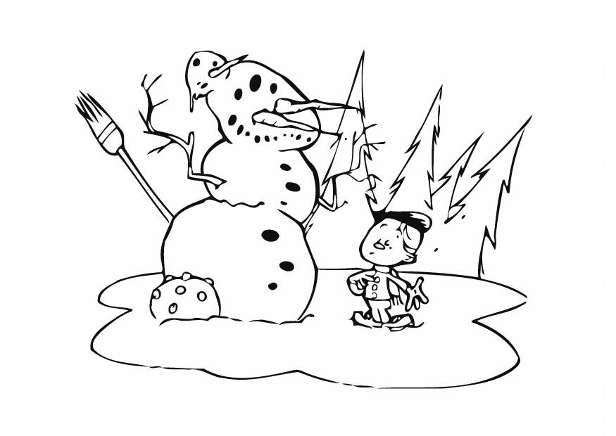 Kleurplaat sneeuwpop