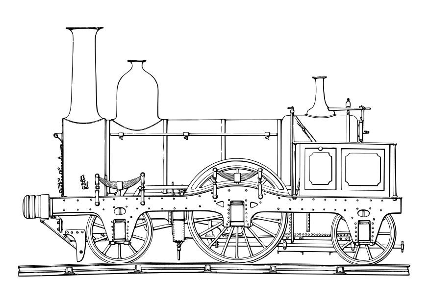 Kleurplaat stoomlocomotief