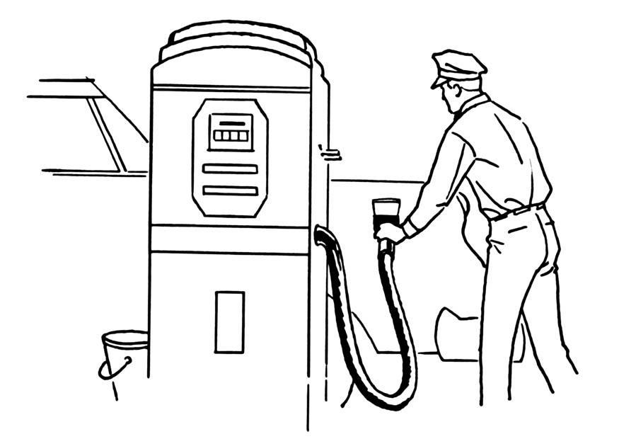 Kleurplaat tankstation